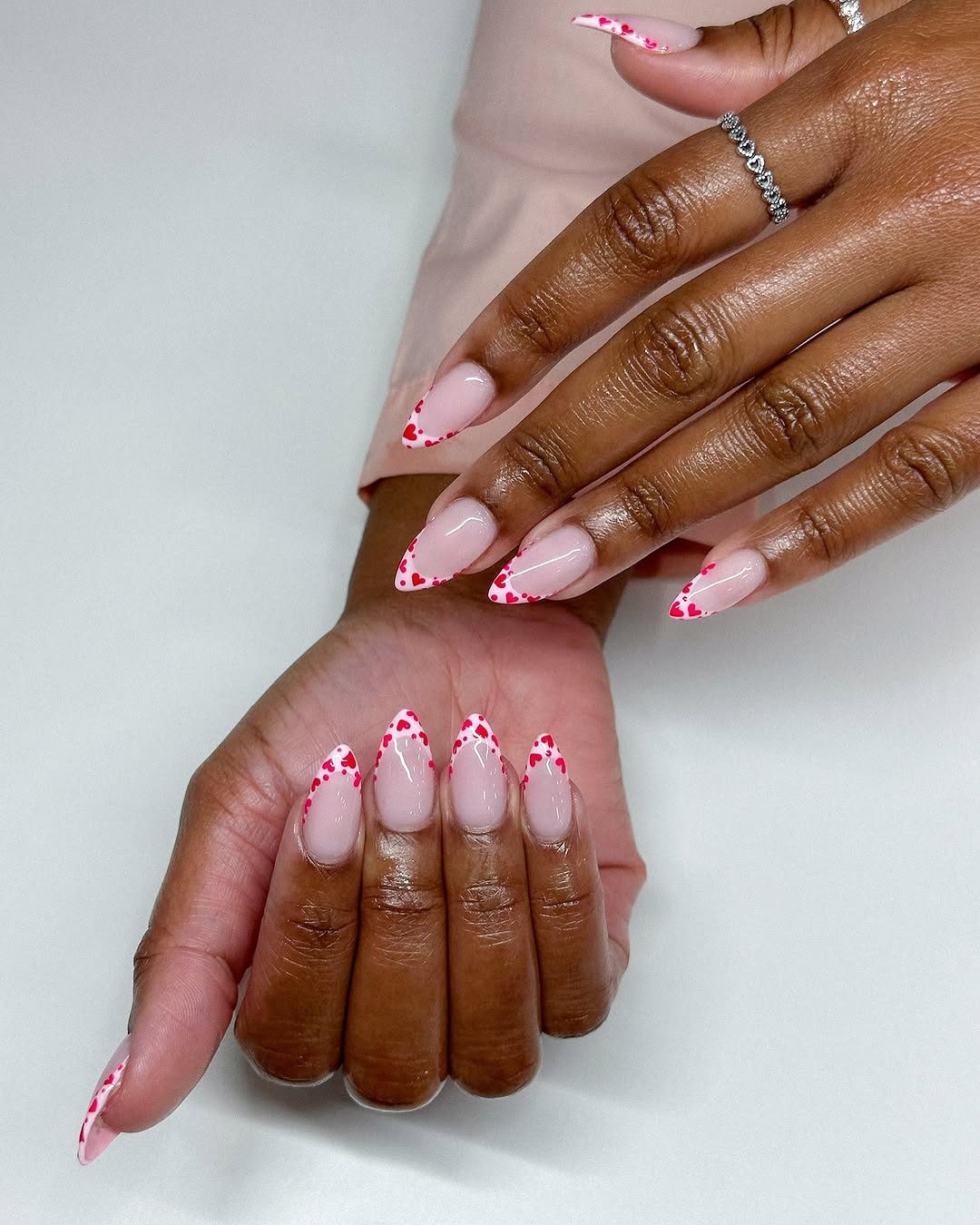 Pink and white french tip nails