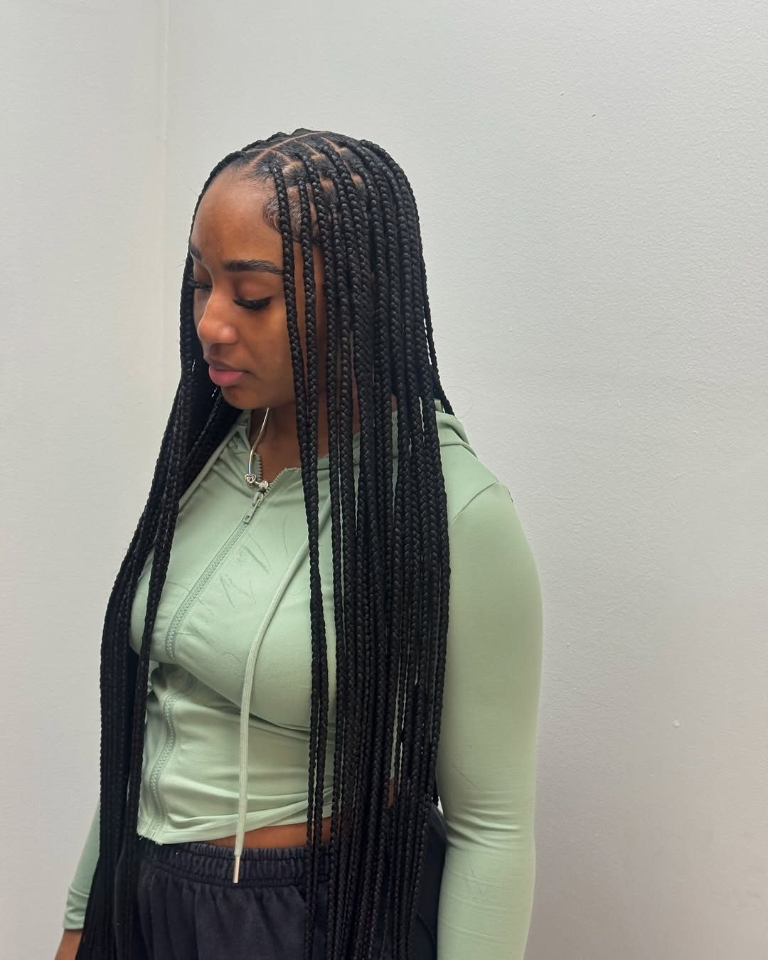 Long thin braids portrait